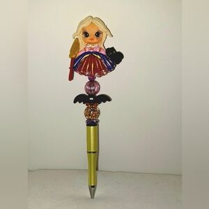 Custom Made Adorable Witch Sisters Beaded Pen w/Free Ink Refill Hocus Pocus